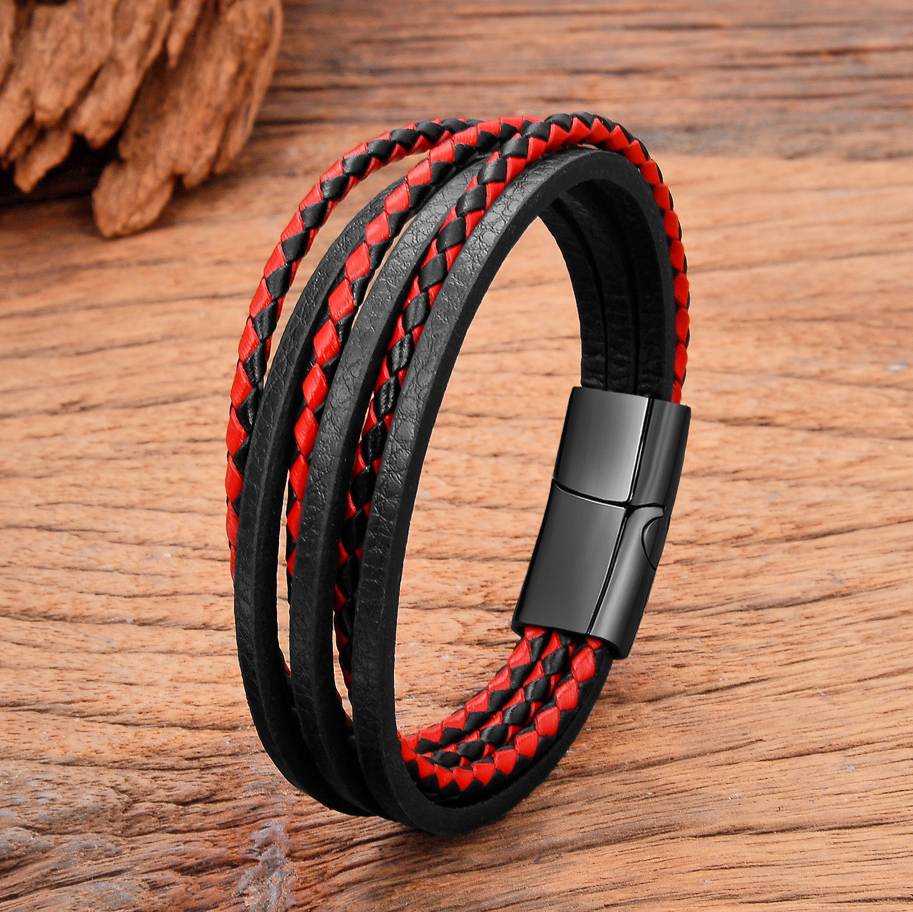 Black Red Splicing Leather Men - Men'S Accessories Premium review and price