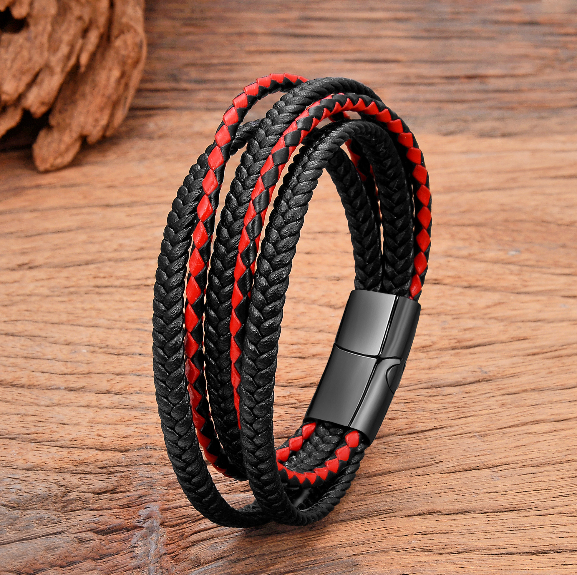Black Red Splicing Leather Men - Men'S Accessories Premium review and price