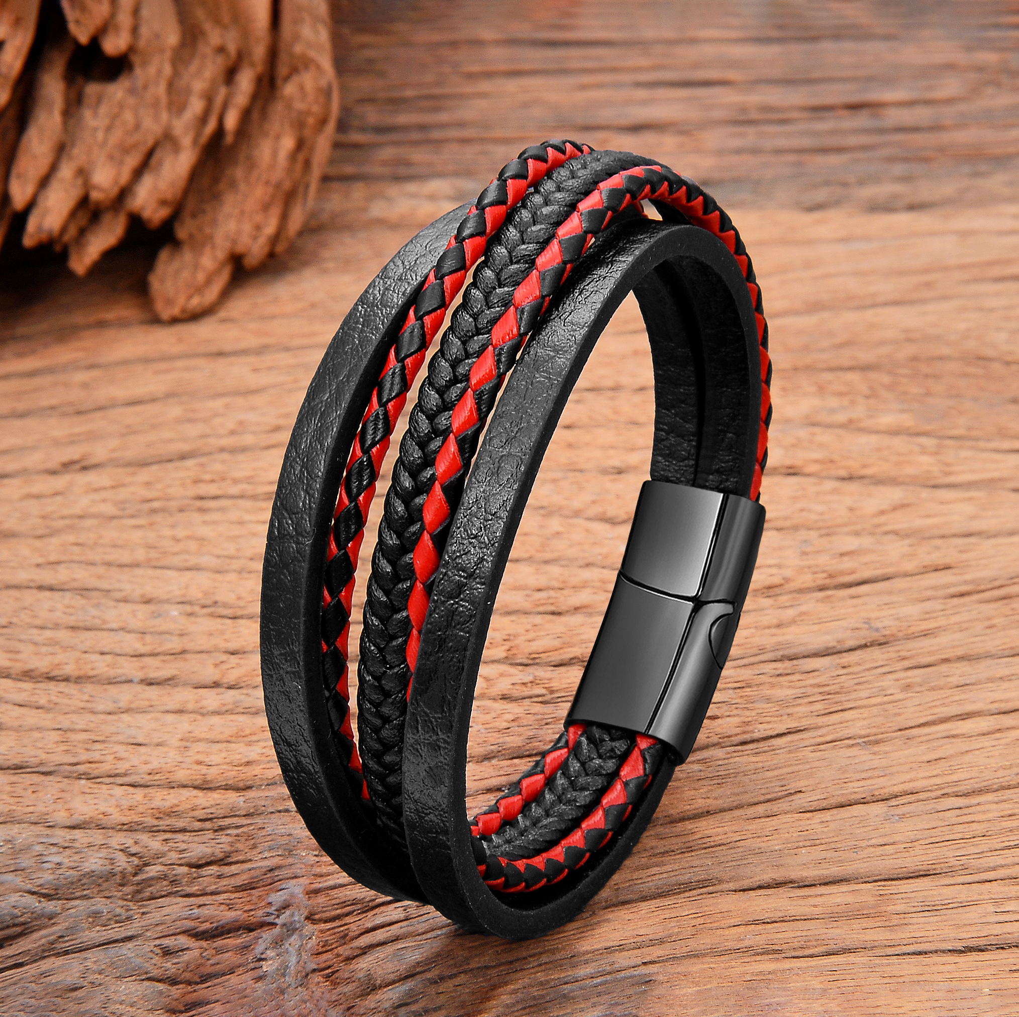 Black Red Splicing Leather Men - Men'S Accessories Premium review and price