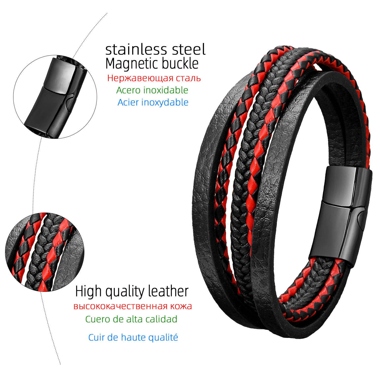 Black Red Splicing Leather Men - Men'S Accessories Premium review and price